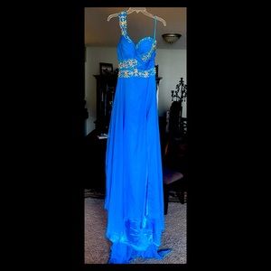One-Shoulder Sleeveless Chiffon Dress With Beading sz 4